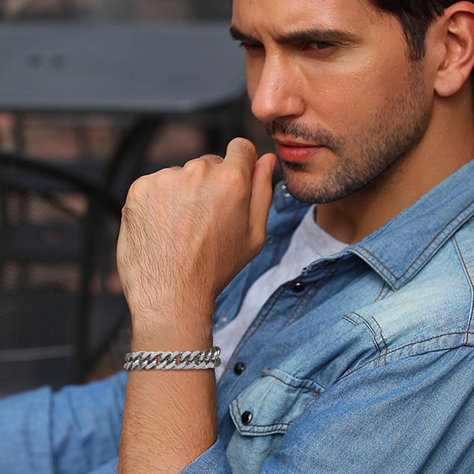 Men's Chunky 8/10/12/15MM Stai - огляд і ціна Ceramic Link Bracelet